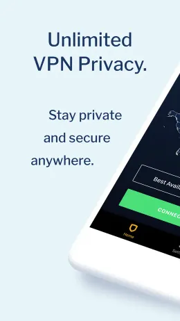 StrongVPN iPhone app, screen 1 of 4
